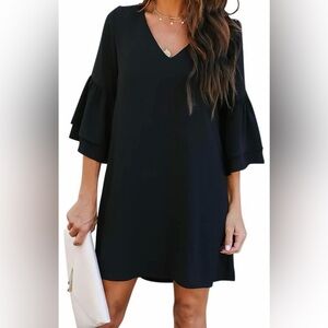 Black Ruffle Sleeve Women’s Dress